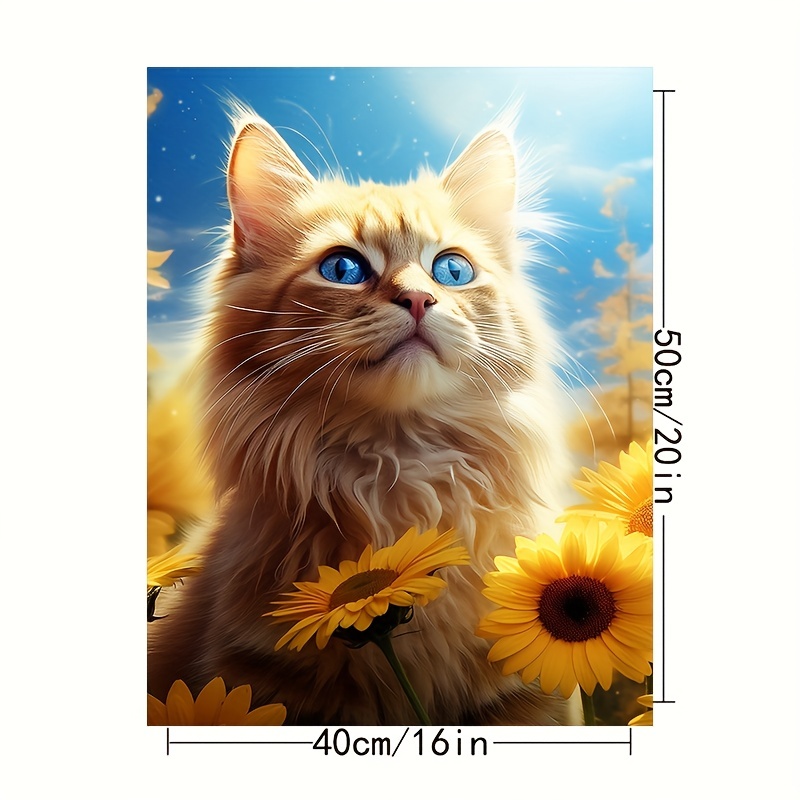 Cats And Flowers One Piece Oil Painting Set Diy Digital Oil - Temu