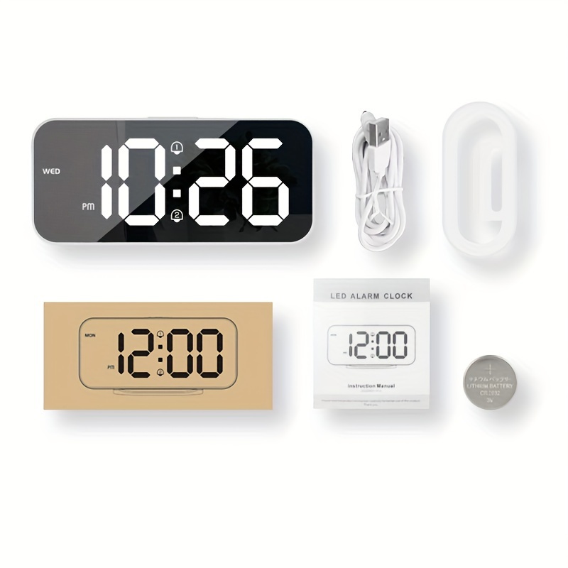 Réveil Numérique avec 2 Alarmes, Miroir Horloge Numérique LED avec 8 Modes  Lumière, Snooze, Aide au Sommeil, Minuterie, Réveil Digital avec Gradateur  Continu, Port de Charge USB pour Fille,Garçon : : Cuisine