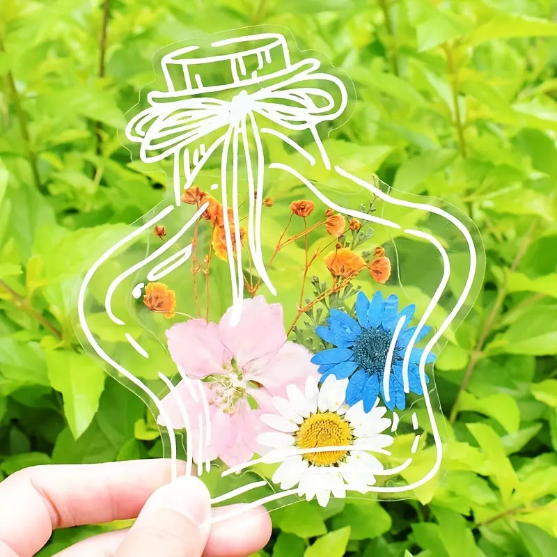 Transparent Wishing Bottle Pattern Dried Flower Bookmark - Temu