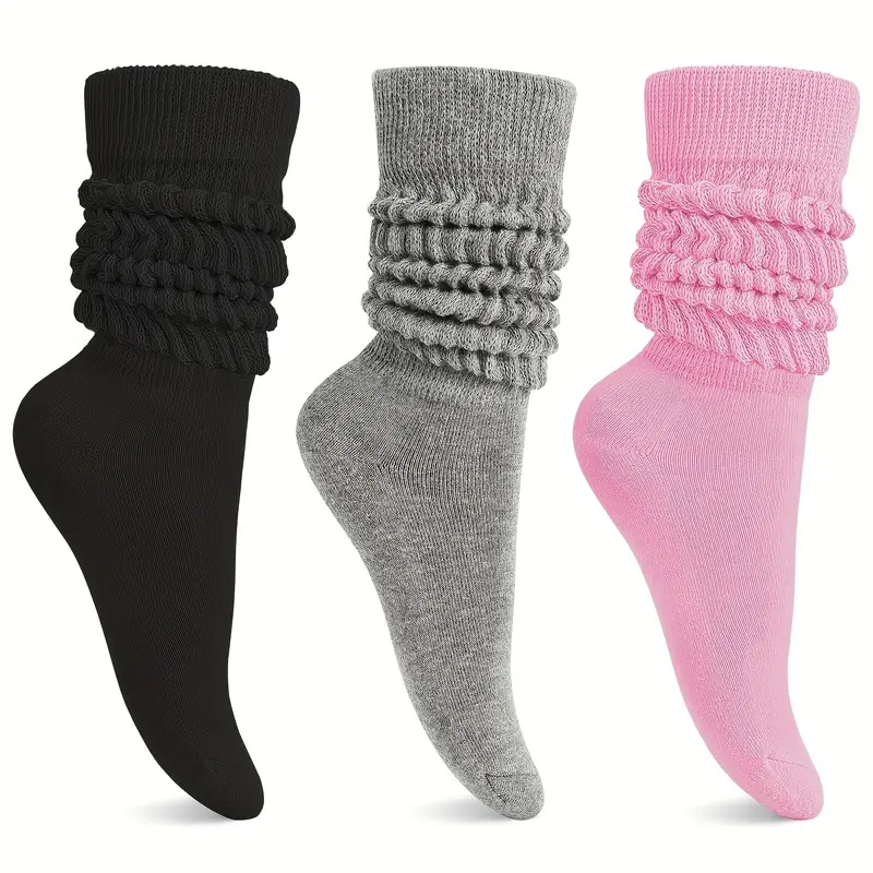 Women's Slouchy Socks Solid Color Winter Scrunch Socks Cozy - Temu