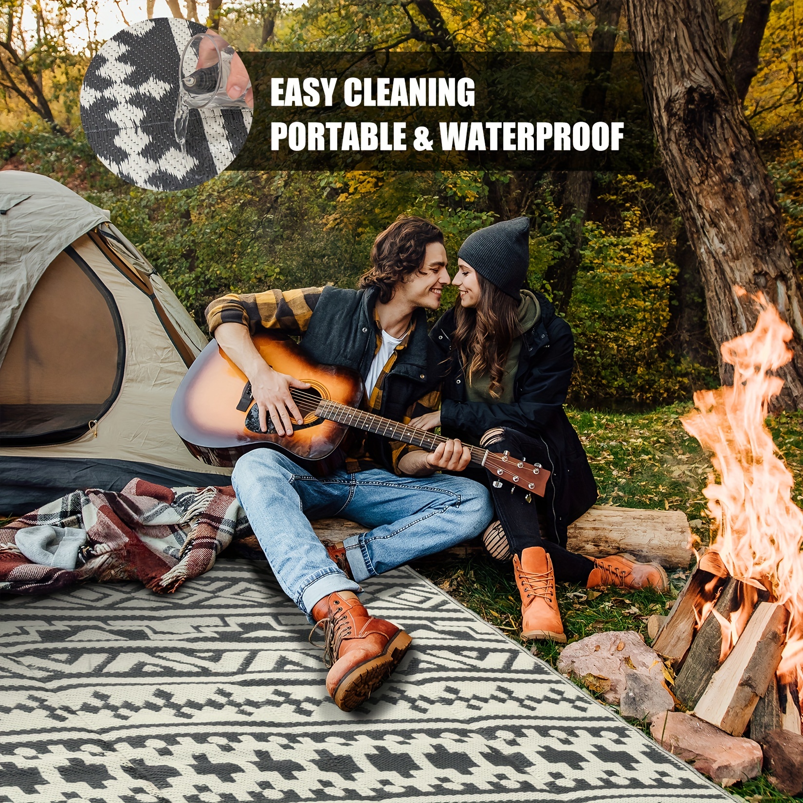 Large Waterproof Outdoor Rug Mats For Rv, Deck, Camping, And