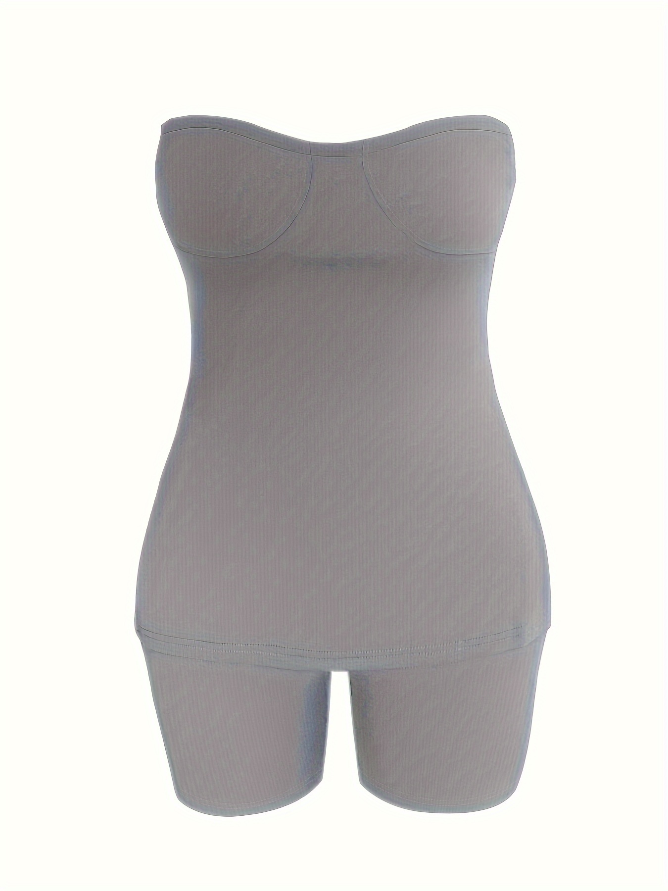 Plus Size Strapless Top And Shorts Bodycon Shapewear Set