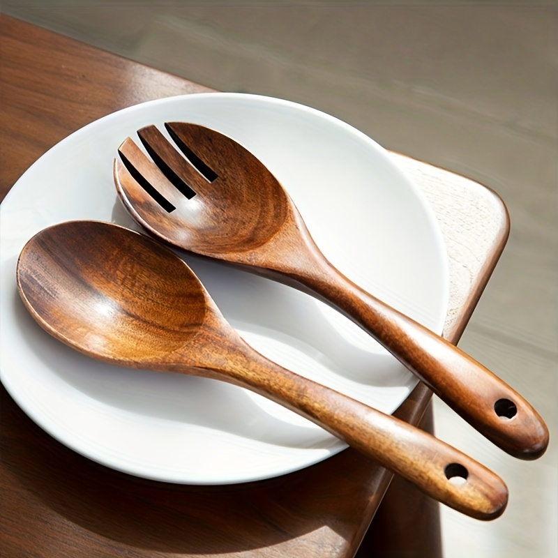 Wooden Small Utensil Set : 1 Spoon, 1 Spork / Wooden Cooking Spoon