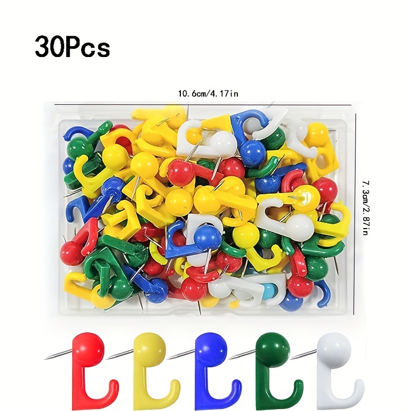 30 PCS Push Pins Picture Hanger Hooks, Double Headed Nails Push Pin  Thumbtacks for Wall Hangings Picture, Decorative Small Hook Pins for  Drywall Cork Board Home Office Photo Decorations 