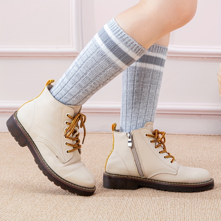 Striped Crew Socks Comfy & Breathable Women's Stockings