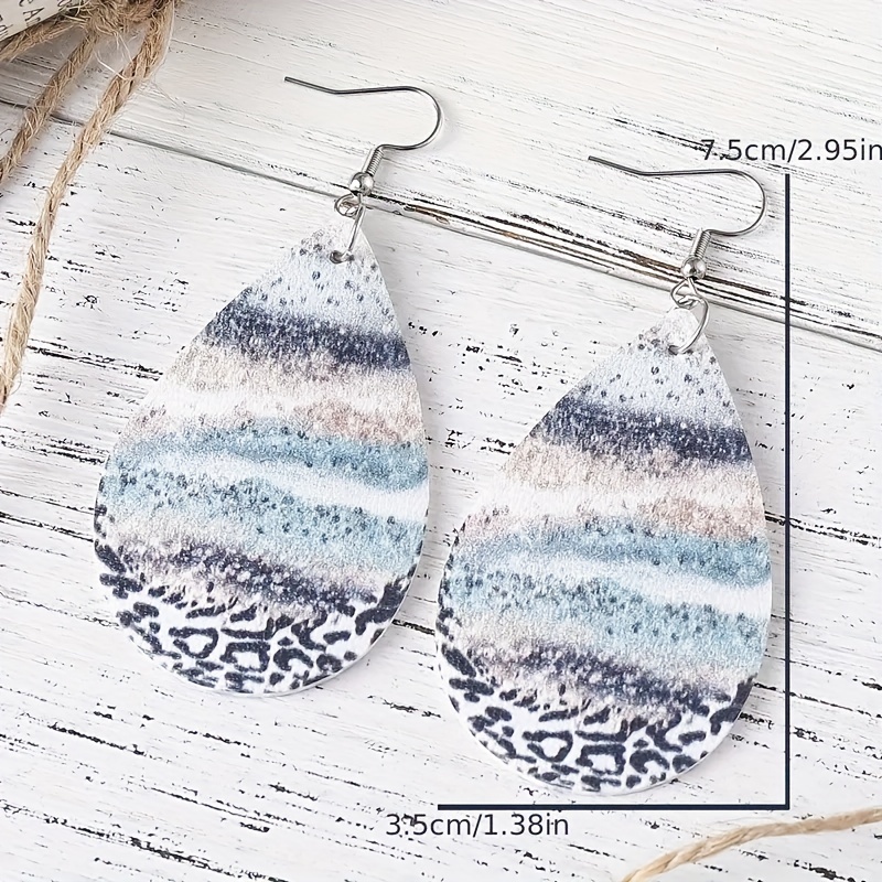 Water Drop Pattern Beach Wave Dangle Earrings For Men