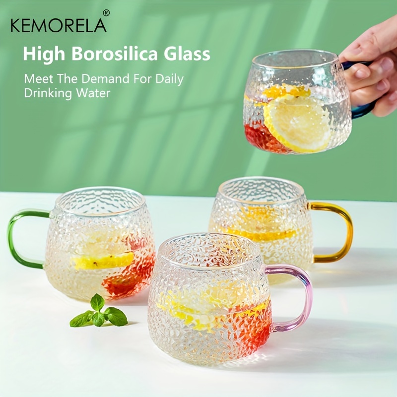 6 tazas de café de cristal, taza de té transparente con mango dorado para  bebidas de cerveza con leche