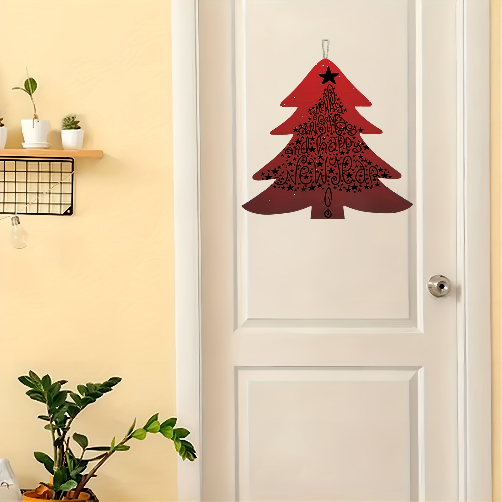 Wooden Christmas Tree Shape Lanyard A Deer Wears A Santa Hat - Temu