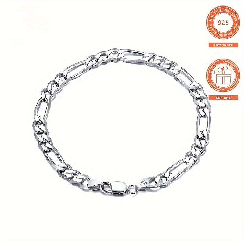 

1pc Silver Hip Hop Rock Simple Bracelet, Figaro Bracelet Chain Cool Trendy Unisex Gift