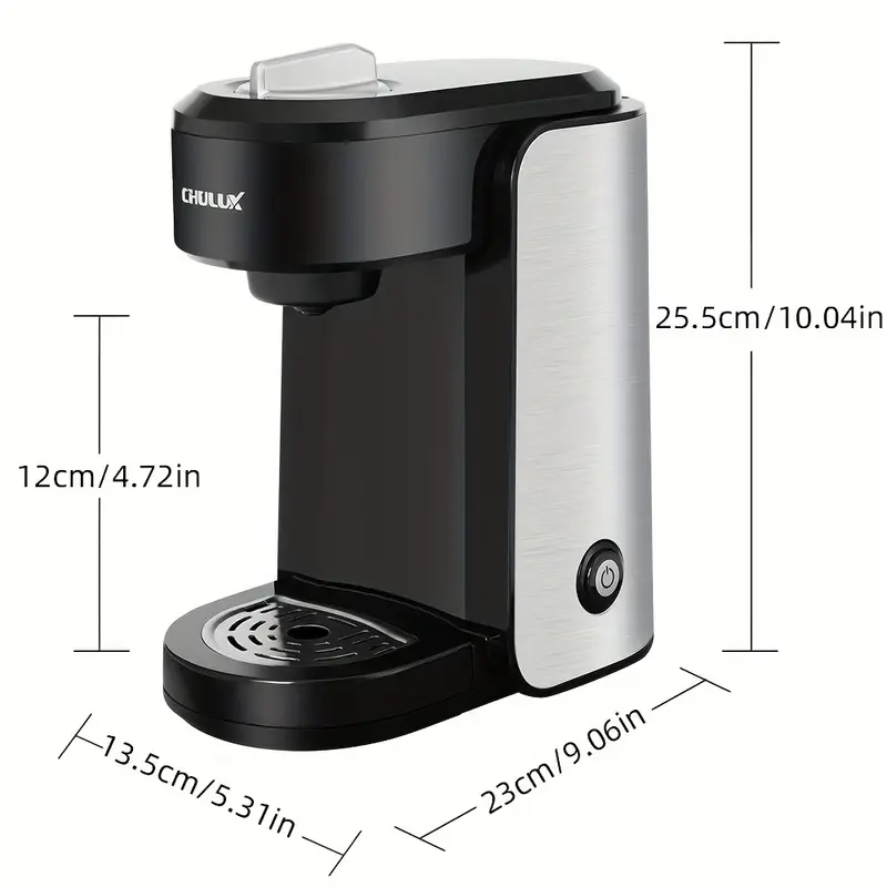 chulux 1pc 1000w stainless steel single serve coffee maker for capsule visiable gradient water reservoir one button operation auto shut off details 2