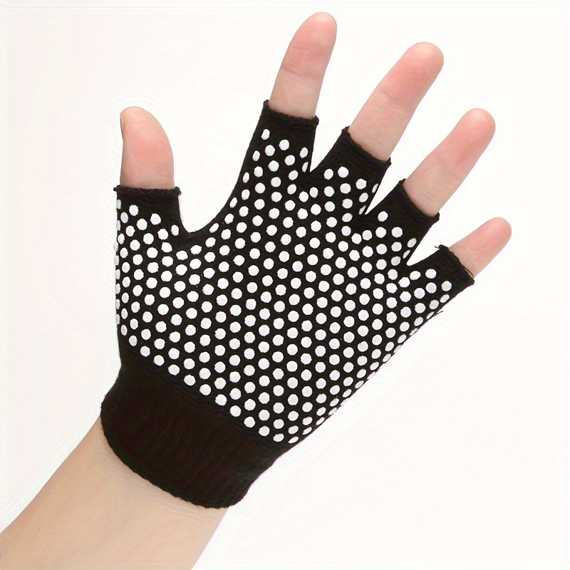 1pair non slip sports gloves breathable fitness gloves yoga pilates half finger gloves details 1