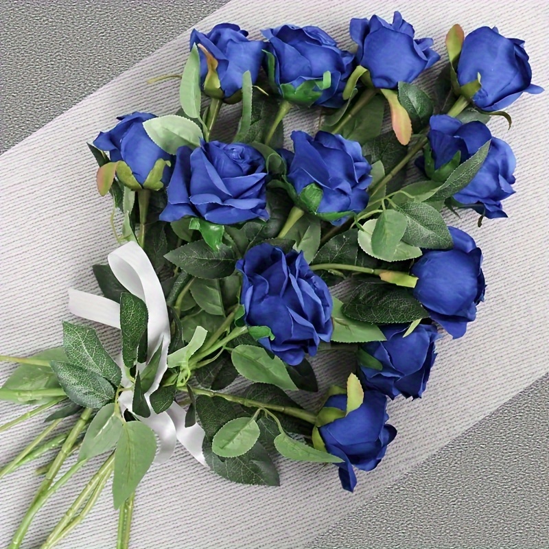 1/3p/5/10pcs Rose Finte Artificiali Fiori Seta, Finto Fiore Rosa Steli  Lunghi Bouquet Lorganizzazione Matrimonio Centrotavola Festa Casa Cucina  Decorazione (blu Reale) - Casa E Cucina - Temu Italy