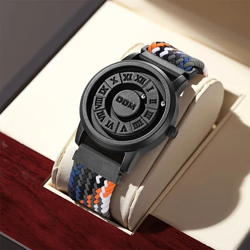 Dom Herren Quarz Magnetuhr, Mode Nylonband Wasserdichte Uhr
