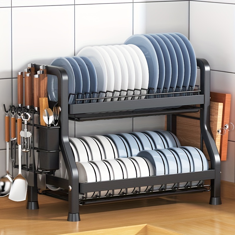 2 tier Dish Drying Rack With Drainboard Set Large Metal Dish - Temu Germany