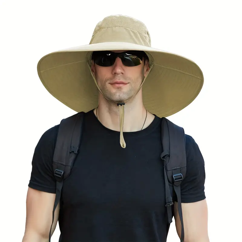 Super Wide Brim Sun Hat Men Upf50+ Uv Protection Waterproof - Temu