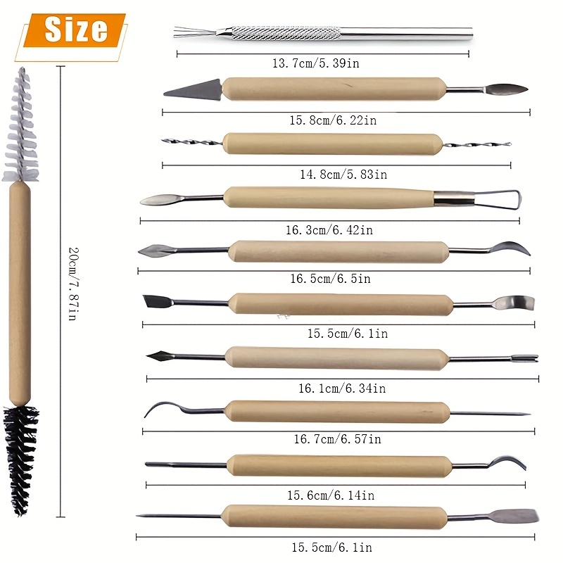 Clay Sculpture Tools Wooden Handle Ceramic Carving Craft Pottery Ceramics  Sculpting Tools Modeling Double-sided Set - Temu