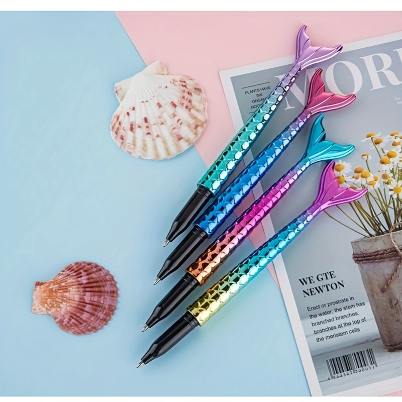 Mixed Simple Mermaid Rollerball Pen Black Gel Pens Student - Temu