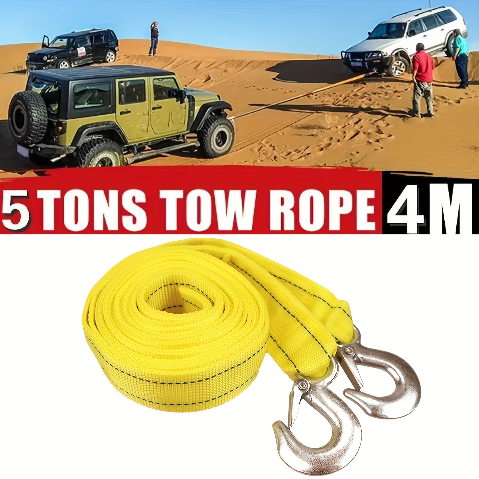 1pc 4m/157.48in Heavy Duty 5 Ton Tow Cable, Towing Pull Rope Strap With  Storage Bag