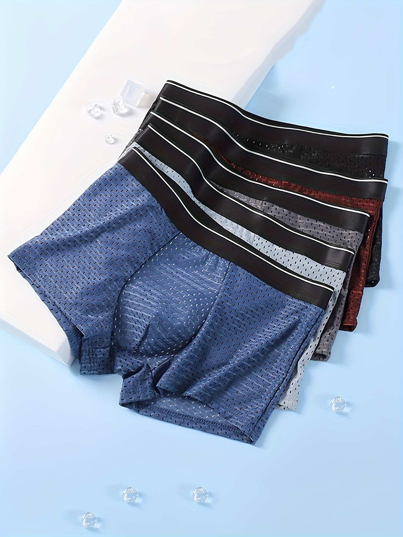 Men's Ice Silk Cool Boxer Briefs Mesh Seamless Breathable - Temu