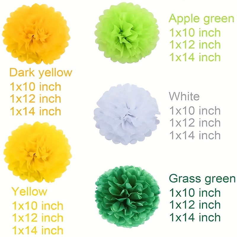 10 Dark Yellow Tissue Pom Poms