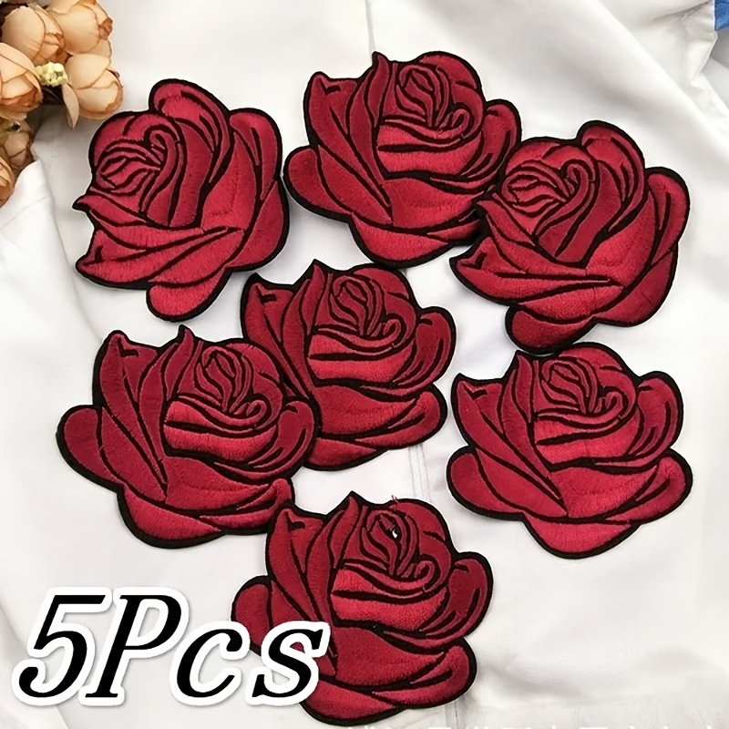 Woohome 3 PCS Rose Flower Patch Embroidered Iron on Applique Patch for  Craft, Sewing, Clothing, Other Fabrics