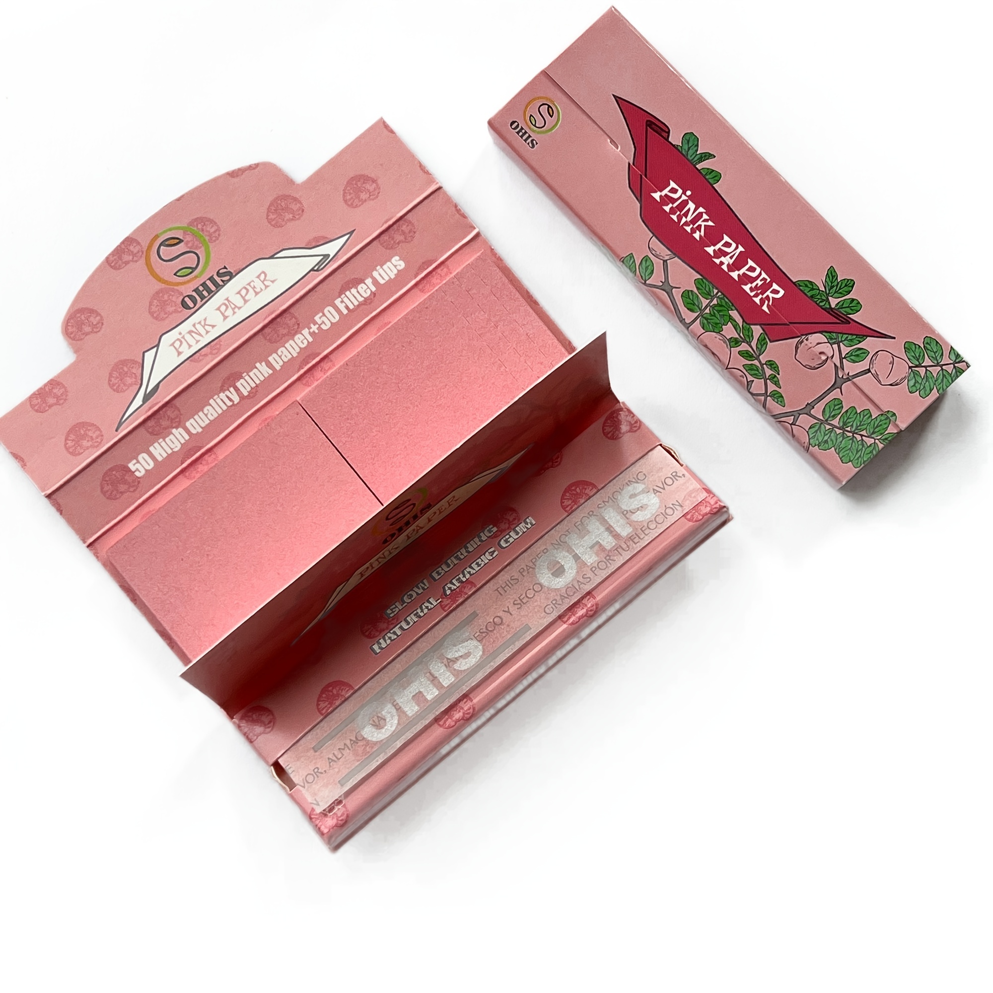  MOON 50 folletos papel de madera regular tamaño corto  cigarrillo papel de liar 2.756 * 1.417 in 1 caja 2500 hojas rojo con  rodillo : Salud y Hogar