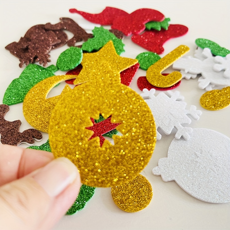 Christmas Glitter Foam Stickers, 165 Pieces Xmas Tree Snowflake