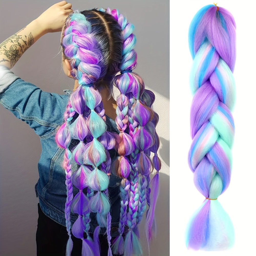 womens jumbo crochet hair extensions 24 inch colorful synthetic braids high temperature fiber ideal for cosplay parties and halloween details 0