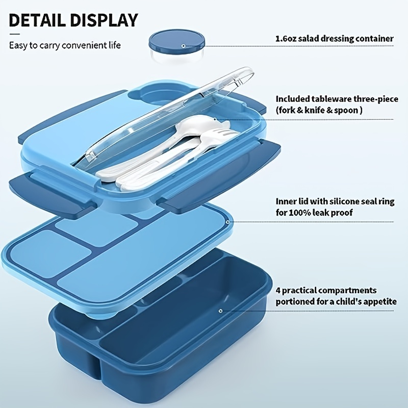 1pc, Lunch Box, With Cutlery Set, 3 Compartments Bento Box, Reusable  Plastic Food Container, Student Office Worker Indoor Outdoor Lunch Box, For  Women