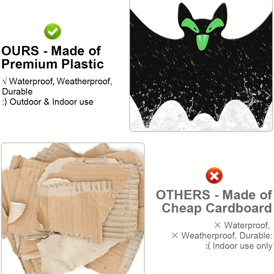 Hanging Bats Halloween Decoration Outside, Large Flying Plastic