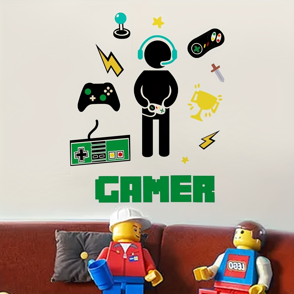 Gamer Wall Decor, Controller Vinyl Wall Decal, Cartoon Kid Play