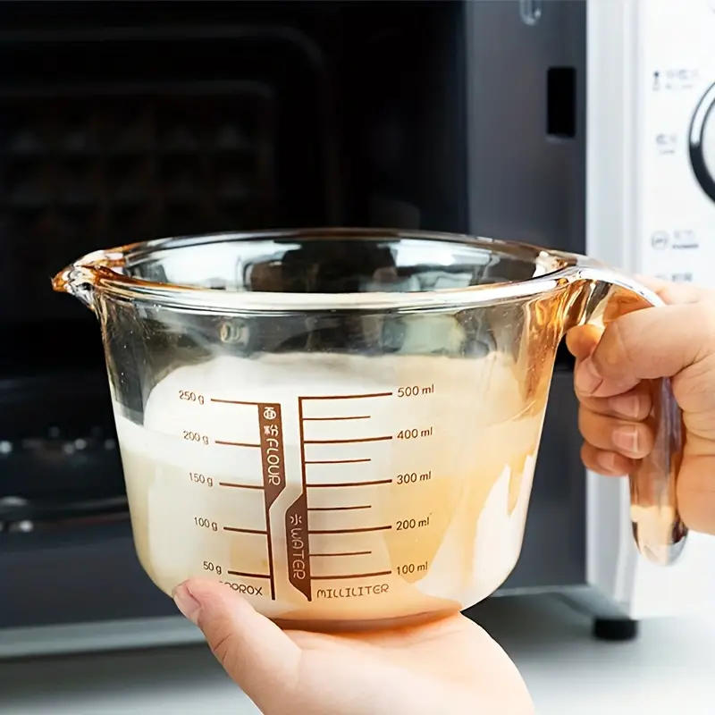Heat-resistant Borosilicate Glass Measuring Cup With Graduated Handle -  Perfect For Milk, Baking, And Breakfast - Microwave Safe And Dishwasher Safe  - Temu Germany