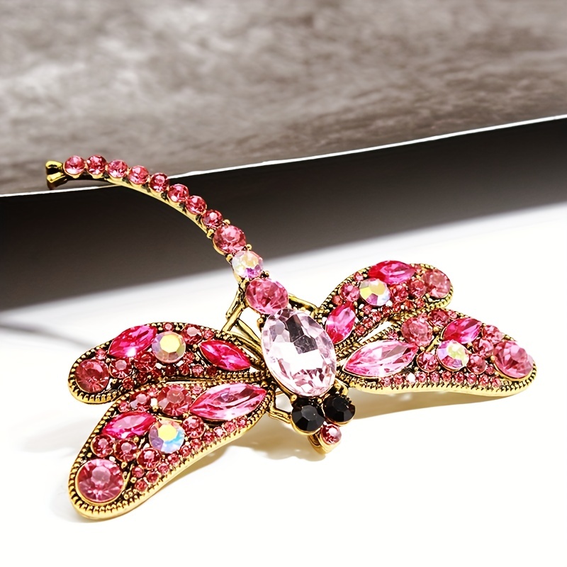 Rhinestone Dragonfly Brooch, Dual Purpose Corsage Pendant