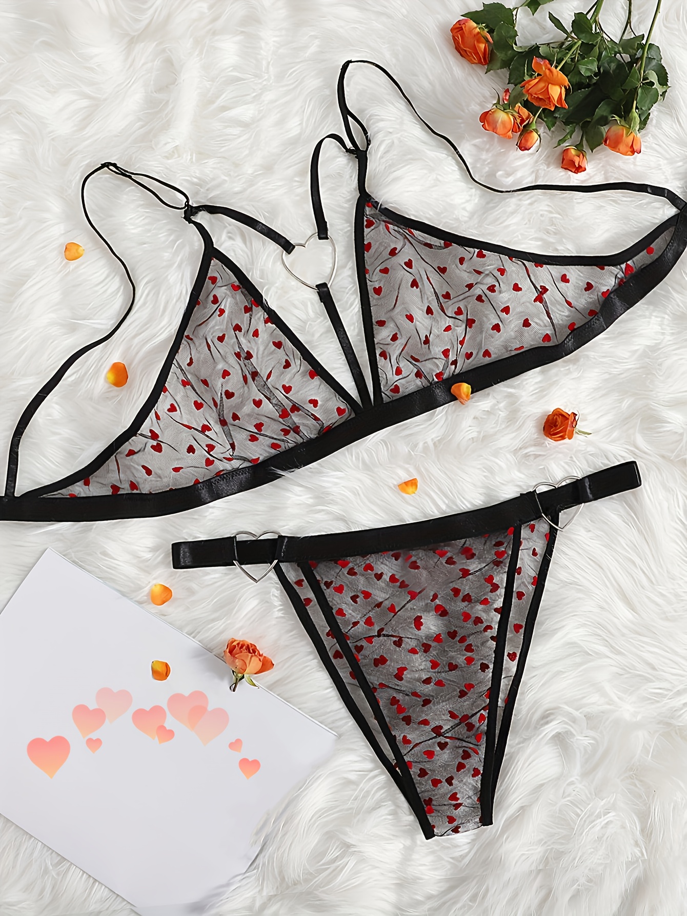 Women'S Valentine'S Day Love Heart Print Triangle Underwear