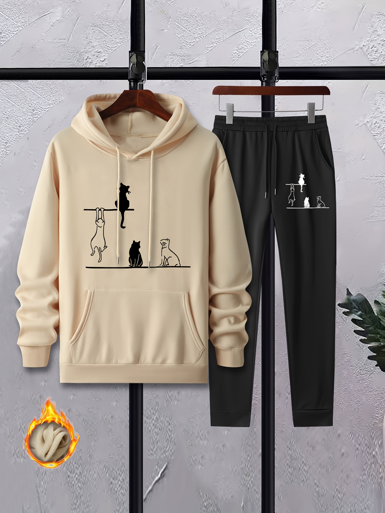 Sudaderas con capucha unisex y pantalones de hombre Casual Traje