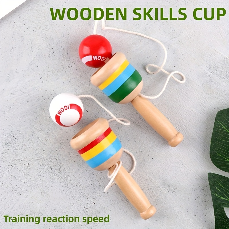 

Kendama，wooden Skills Cup，traditional Toy，red And White，improve Coordination And Reflexes ，exercise The Brain,suitable For People，suitable For Beginners