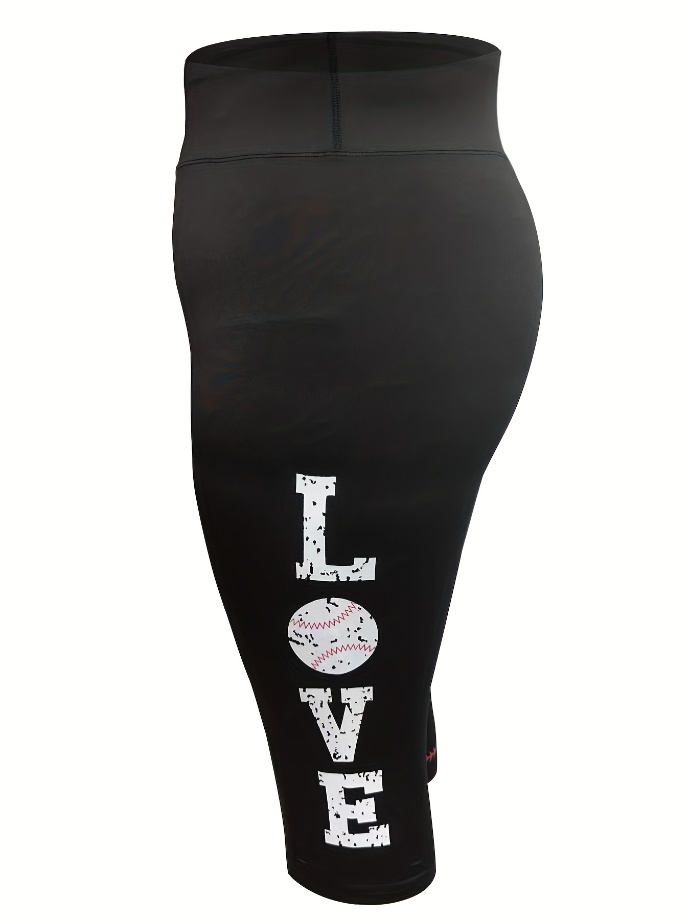 Plus Size Sports Capri Leggings Women's Plus Baseball Letter - Temu