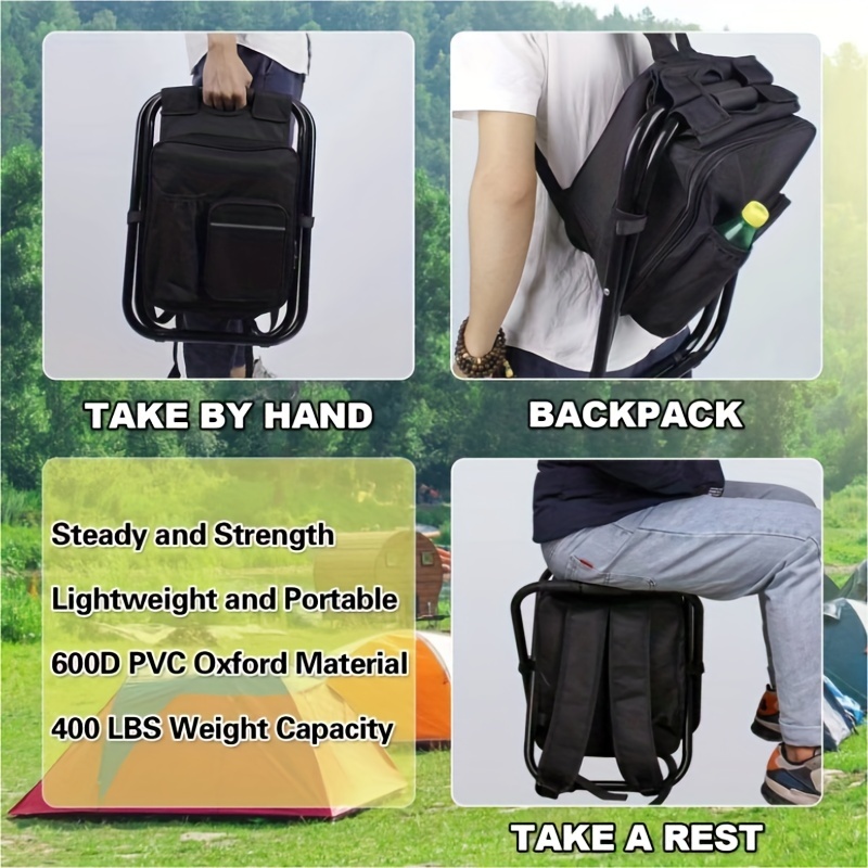 Multifunction 3 in 1 Fishing Backpack Chair Seat with Cooler Bag Compact  Folding Hiking Camping Stool Portable Insulated Cooler Picnic Bag Beach Chair  Backpack Stool Heavy Duty 330lbs : : Sports & Outdoors