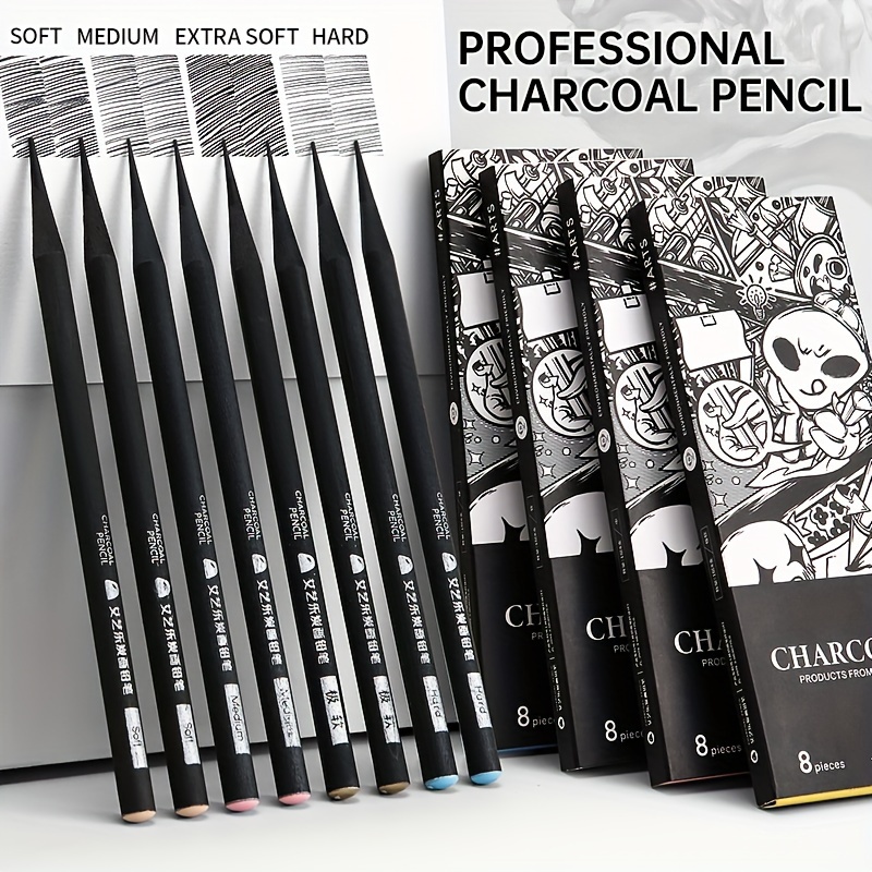 Professional Drawing Charcoal Pencils Set Graphite Pencil - Temu
