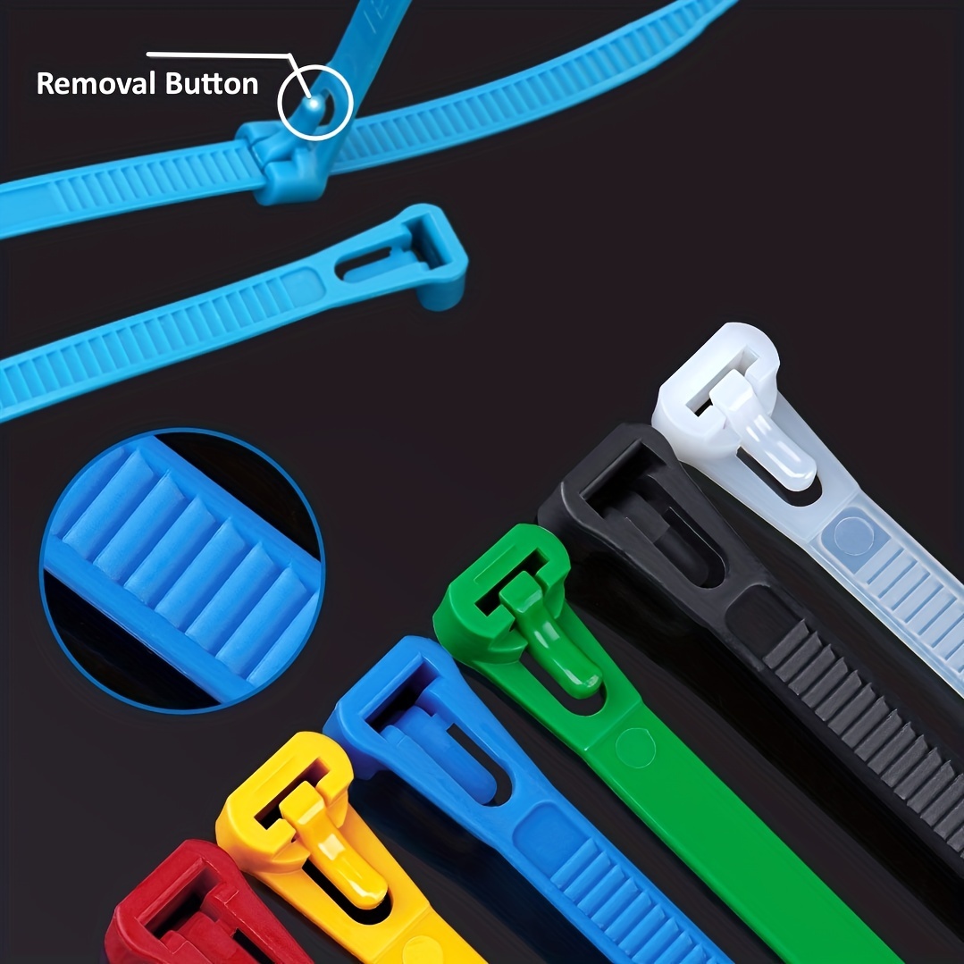 Releasable Reusable Plastic Zip Cable Tie Wraps Ratchet Ties Wire Banding  Color