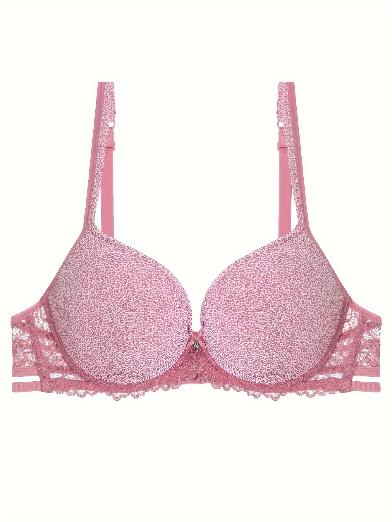 Contrast Lace Unlined Bra Comfy Breathable Push Bra Women's - Temu