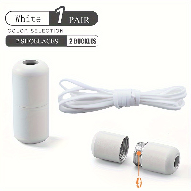 Image of 1 Pair Of No-tie Elastic Shoe Laces With Capsule , Fashionable And Convenient For Slip-on Shoes, Suitable For Board Shoes And Sneakers