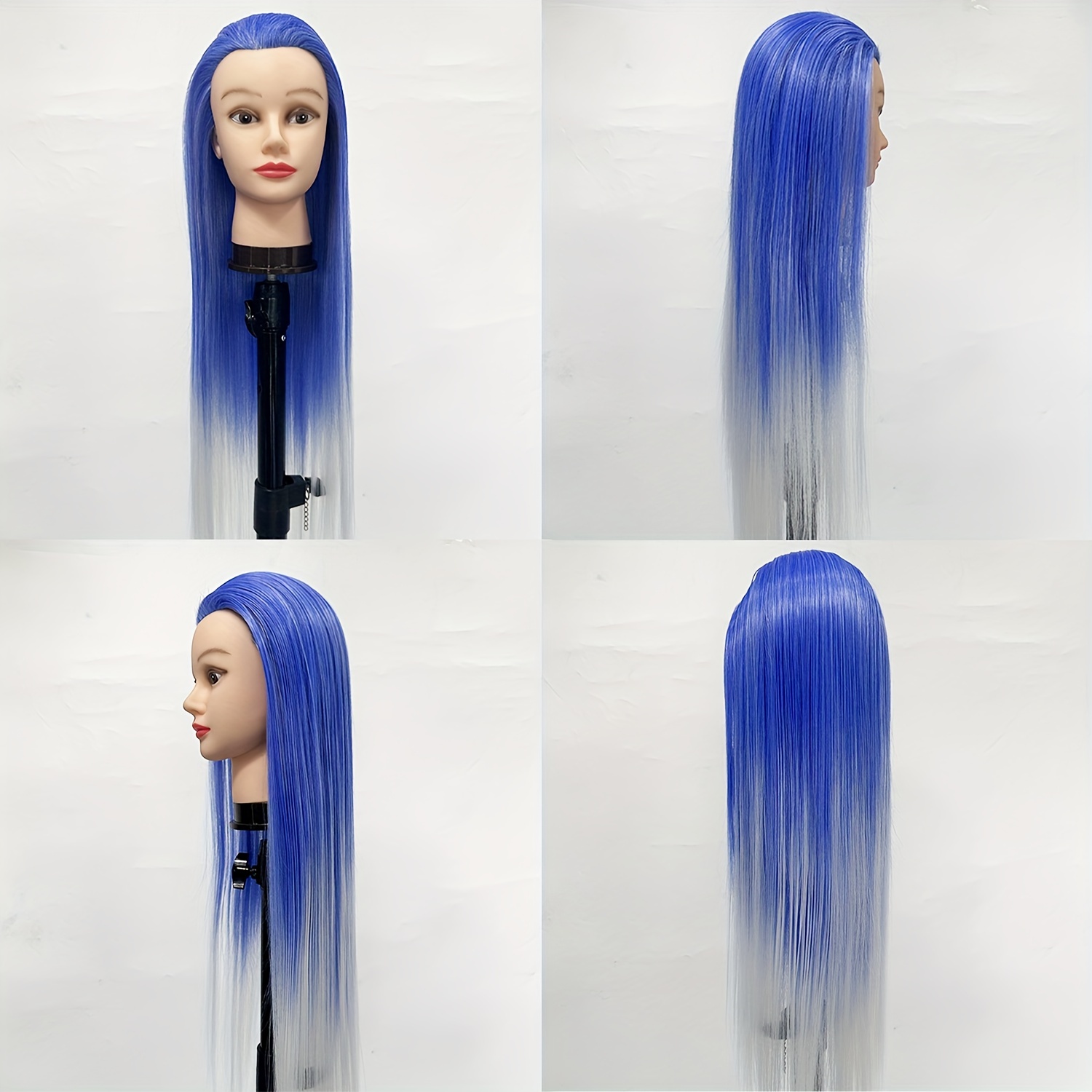 Blue Hair Mannequin Training Head Set with Comb Clamp Hair Styling  Hairdressing Mannequin Head, Manikin Practice Head Synthetic Fiber Hair  Braiding