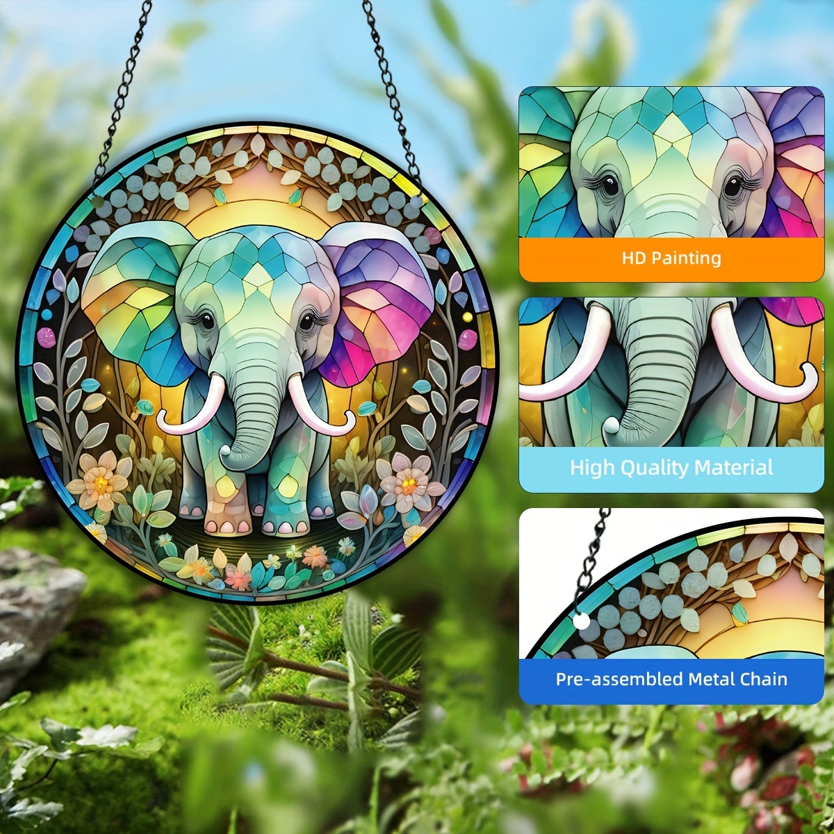1pc 3D Elephant Stained Suncatcher Elephant Window Hanging, Elephant  Ornament, New House Gifts, Elephant Gifts, Elephant Window Decoration