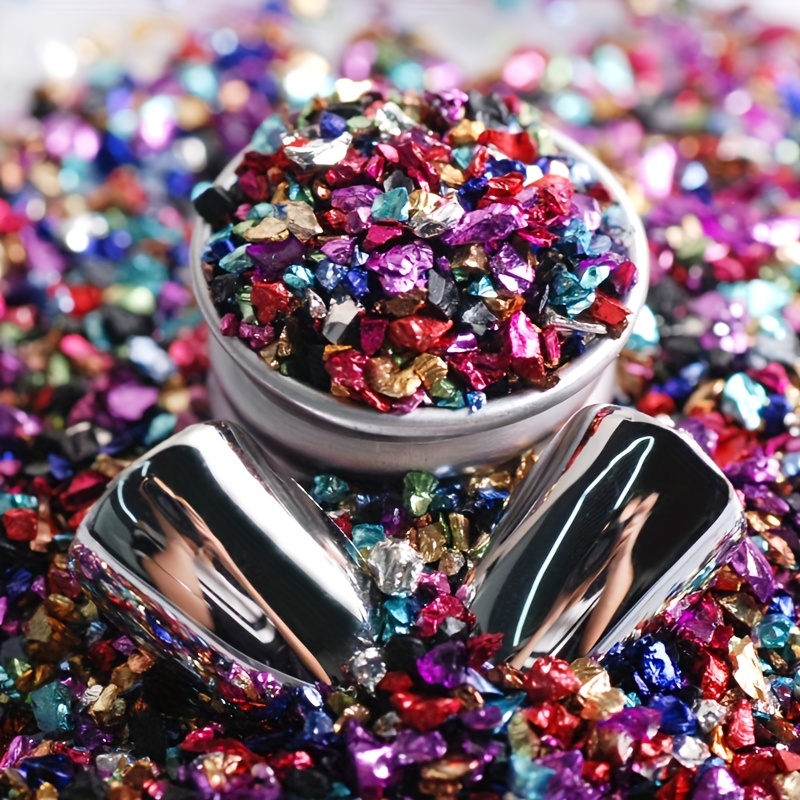 Shiny Crushed Glass Glitter For Resin Nails And Crafts - Temu