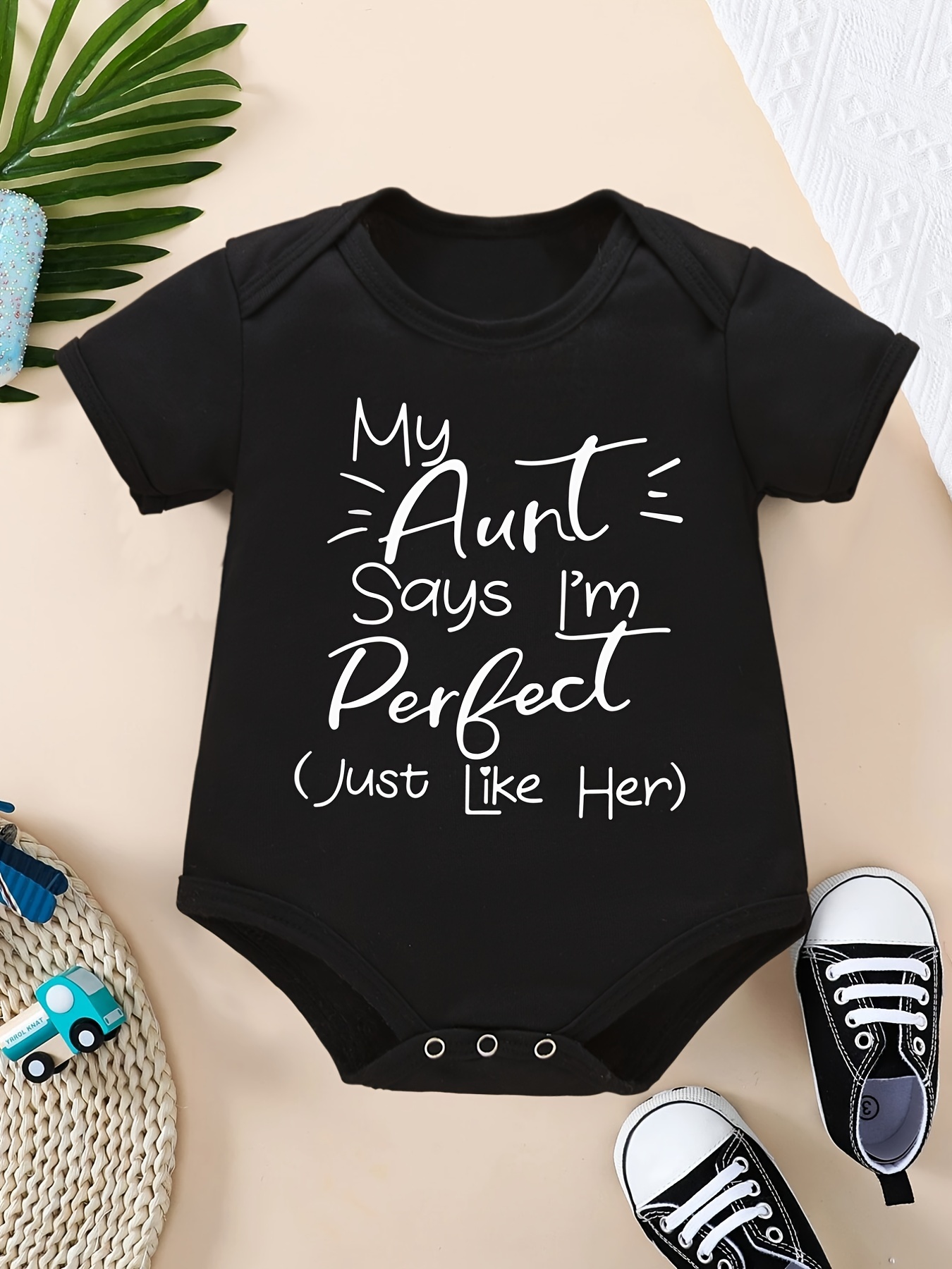 Toddler Jumpsuit My Aunt Says I'm Perfect Letter PrintSummer White