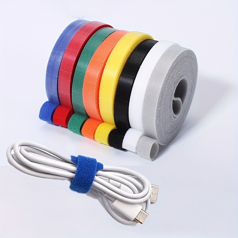 Tiras de Velcro con sujetador adhesivo, cintas reutilizables de doble cara  para gestión de cables, 5 m/rollo