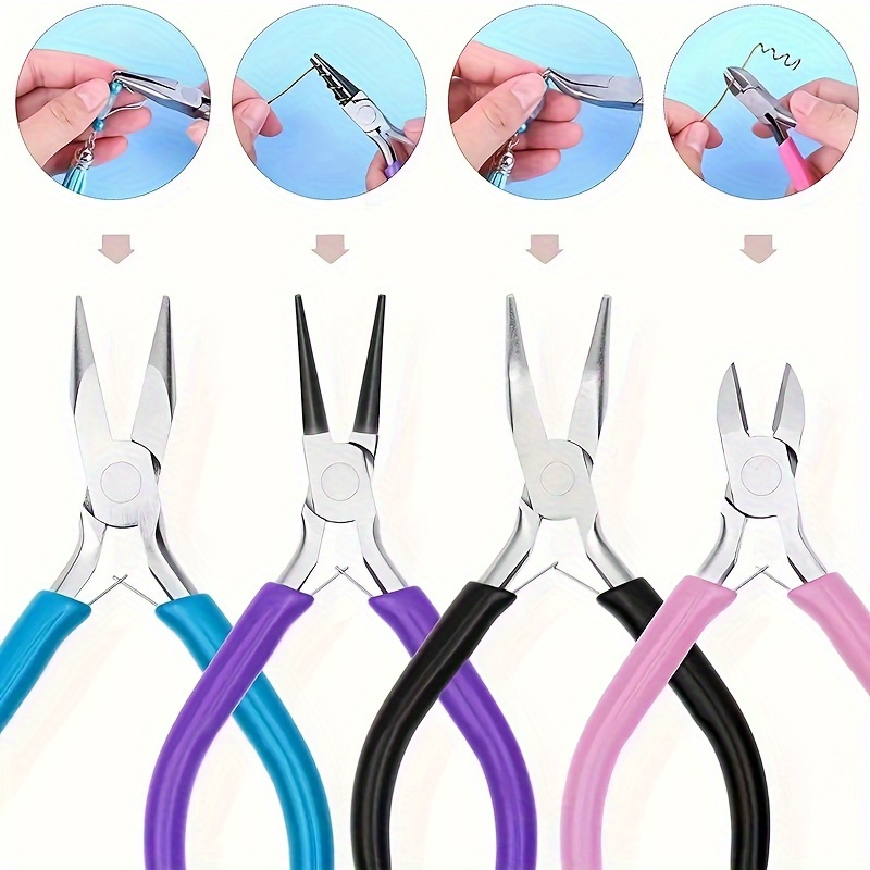 4 Pcs Jewelry Making Tools Kit Jewelry Pliers With Needle Nose Pliers For  Crafts Wire Wrapping Jewe
