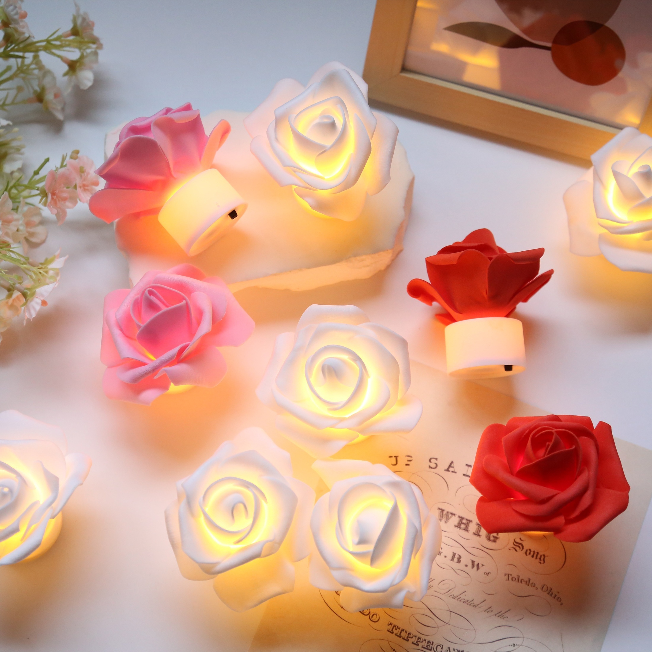 5 Piezas Coloridas Rosas Luminosas Flores De Luz LED Artificiales Regalos  Únicos Para Niñas