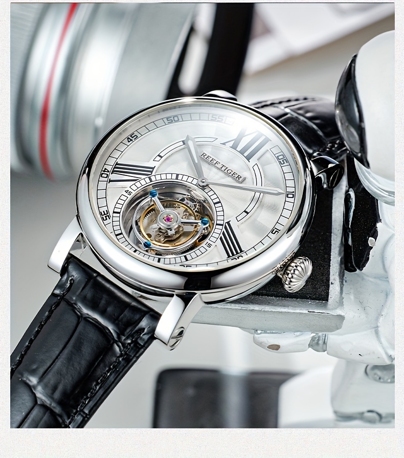 Reef Tiger Real Tourbillon Pure Manual Winding Mechanical Watch Master